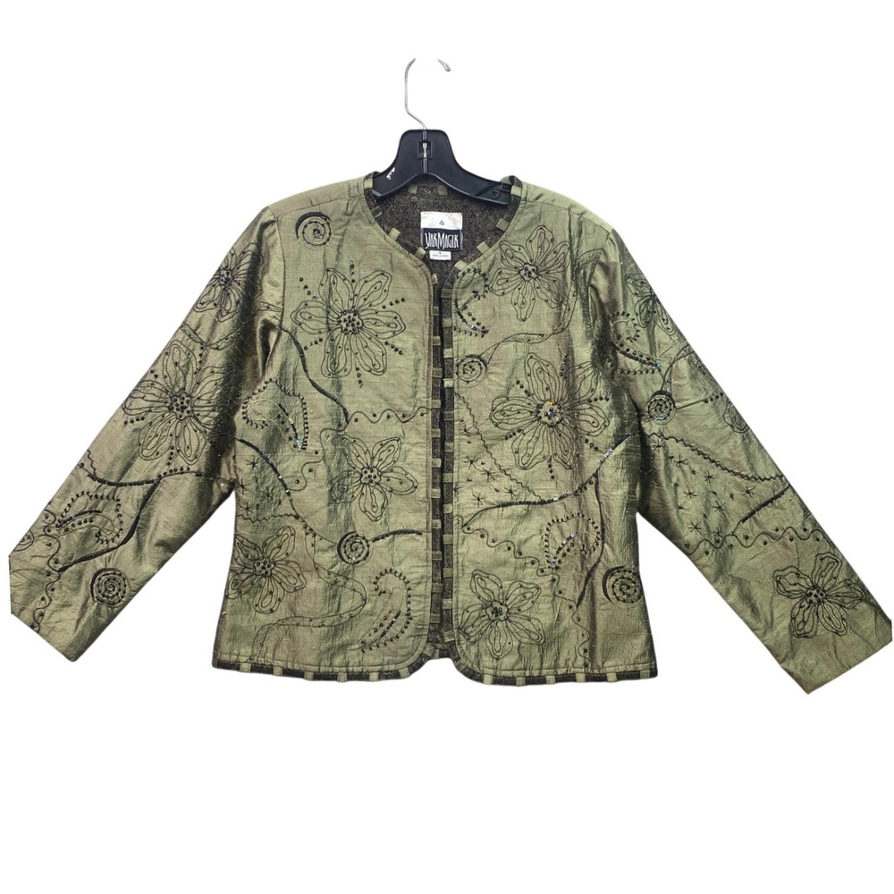 Yak Magik Jacket Womens Small Silk Floral‎ Embroidered Vintage Old Money Mature